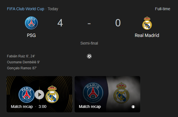 PSG vs Real Madrid